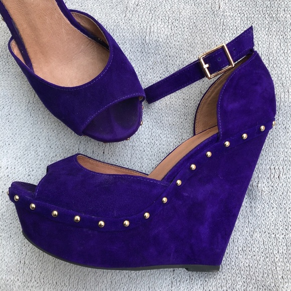 Purple and Gold Aldo wedges - Picture 1 of 7